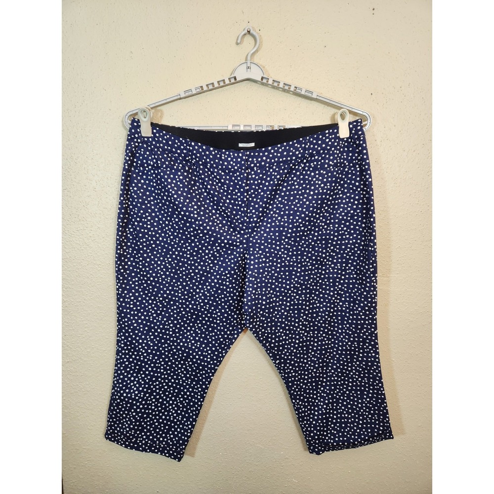 Lane Bryant Womens 28 Blue Polka Dot Cropped Pants Modernist Collection Cuffed